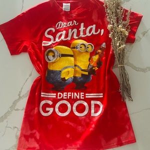 S- Christmas Minions Bleached T shirt